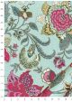 "Papier de coton" Floralies rose fond bleu tendre (55x76)