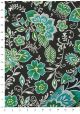 "Papier de coton" Floralies émeraude et vert fond noir (55x76)