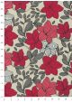 Floral rouge et gris fond lin (50x70)