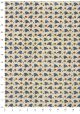 feuilles et fleurs bleues et rouges (70x100)