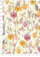 Feuillage et fleurs ton bois de rose jaune et vert (70x100)