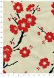 Papier lokta cerisier en fleurs noir et rouge fond naturel (50x75)