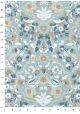 "Papier de coton" Tapisserie blanc et bleu fond bleu tendre (55x76)