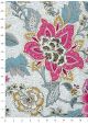 "Papier de coton" Floralies rose feuillage bleu (55x76)