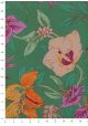 "Papier de coton" Tapisserie fleurs colorées fond vert (55x76)