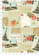 Cartes postales de paris aux roses rouges réhaussées or (70x100)