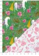Recto verso "Les licornes fond vert / fleurs roses" (50x70)
