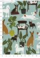 Recto verso "Les chiens au salon / feuilles vert anis" (50x70)