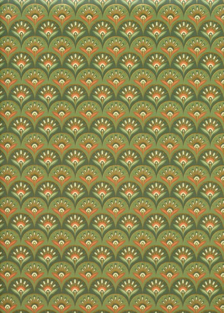 Eventail ambiance verte et orange (50x68)