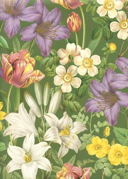 Tapis de fleurs multicolores fond vert (50x68)