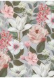 Floral rose et blanc sur fond gris (50x68)