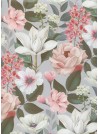 Floral rose et blanc sur fond gris (50x68)
