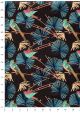 Feuilles de palmier métallisées bleu et oiseaux fond noir (50x70)