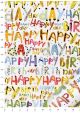 Papier Turnowsky happy birthday pep's réhaussé or (50x70)
