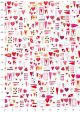 Papier Turnowsky pêle-mêle de coeurs rehaussé or (50x70)