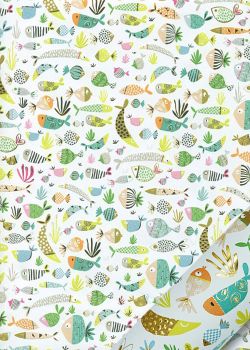 Papier Turnowsky les poissons ambiance anis réhaussés or (50x70)