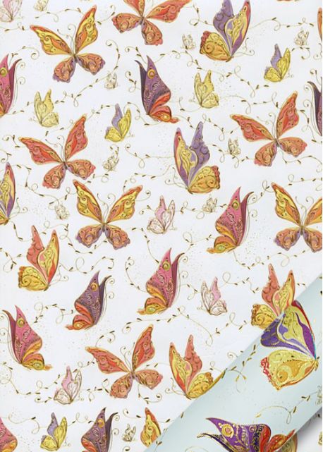 Papier Turnowsky papillons réhaussé or (50x70)