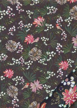 Papier Turnowsky floral fond bleu nuit réhaussé or (50x70)