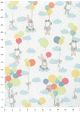 Petits lapins et ballons fond blanc réhaussé de pois argent (68x98)