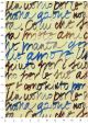 Manuscrit 2 tons bleu marron fond beige (70x100)
