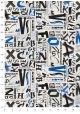 Lettres noires et bleues effet vieilli (70x100)