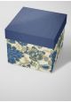 "Papier de coton" Floralies bleu fond ivoire (55x76)