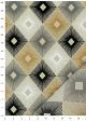 "Losanges" noirs gris blancs et or sur fond lin (50x70)