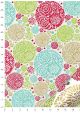 "Feu d'artifice" turquoise, anis,rouge et or (50x70)