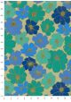 "Floral" émeraude, bleu et or (50x70)