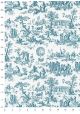 Toile de jouy montgolfière bleu pompadour (65x100)