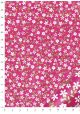Papier lokta semis de fleurs blanches et or fond fuschia (50x75)