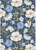 Floral sur fond bleu (50x68)