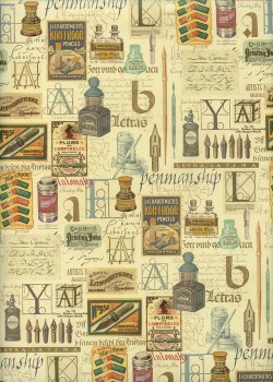Les accessoires de calligraphie réhaussé or (50x68)