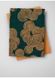 Papier lokta spirales orange fond bleu paon (50x75)