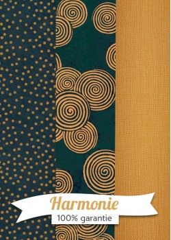 HARMONIE TRIO Lokta spirales orange fond bleu paon