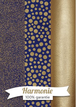 HARMONIE TRIO Lokta cercles or sur fond bleu vif