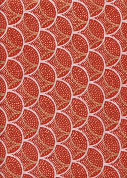 Papier lokta "circulaire" fond rouge (50x75)
