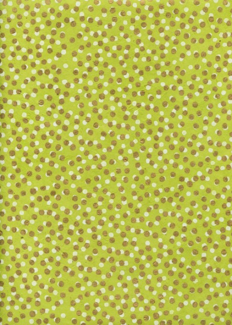 Papier lokta pois superposés or et blanc fond vert anis (50x75)