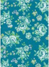 "Papier de coton" bouquets fond bleu (55x76)