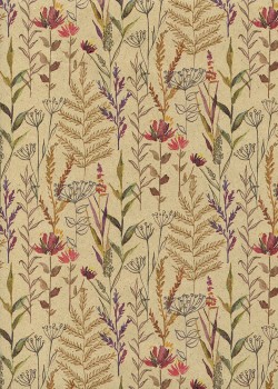 Planche feuillage coloré fond beige (46x70)
