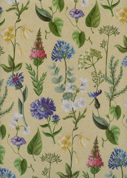 Planche de fleurs fond beige (68x98)