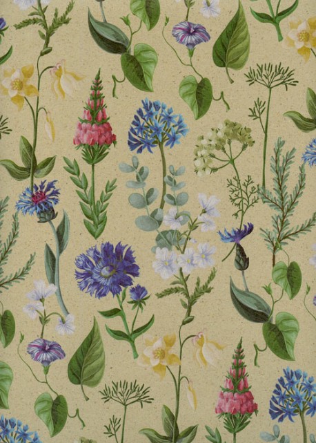 Planche de fleurs fond beige (68x98)