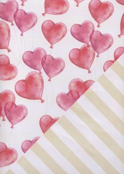 Recto verso "les ballons coeur / bayadère gris et blanc" (68x98)