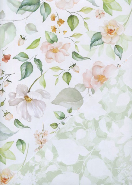 Recto verso "Fleurs romantiques / floral ton menthe" (68x98)