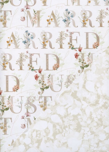 Recto verso "Just married / floral beige et blanc" (68x98)