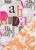 Recto verso "Happy birthday flashy / feuillage fond saumon (68x98)