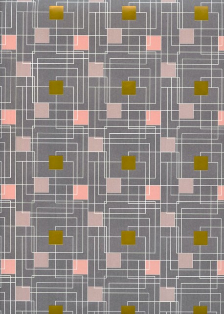 Labyrinthe fond gris réhaussé or (68,5x98)