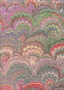 Marbré paon vert et rouge (70x100)