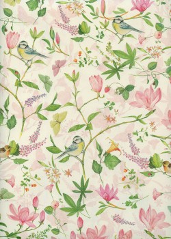 Fleurs de printemps, oiseaux et papillons (70x100)