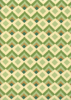 "Losange" vert et beige réhaussé or (50x70)